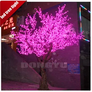 आउटडोर गुलाबी रोशन फूल प्राकृतिक ट्रंक कृत्रिम क्रिसमस चेरी खिलना पेड़