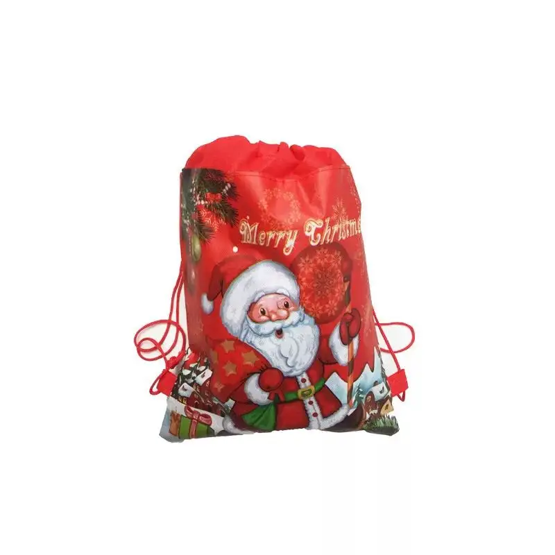 European new arrival santa sack merry christmas gift drawstring PP non woven lamination custom made candy bag custom