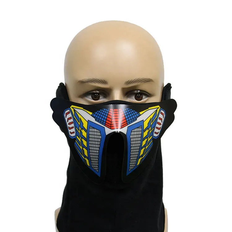 Music Led Flashing EL Party Costume Mask with Sound Active for Dancing