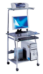 <strong>Computer</strong> Glass <strong>Desk</strong> with Printer Board - Product Image 3