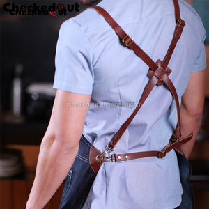 2017 checkedout Denim split delantales <span class=keywords><strong>de</strong></span> cuero para chef - Product Image 4