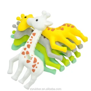 Soft Toy Style Silicone Teether multiple Color Giraffe Baby DIY Pendant