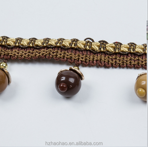 Frangia Decorativa con Perline e Nappe 100% Poliestere, Dimensione 4CM, Marca HaoHao per Tende e Tessili per la Casa - Product Image 4