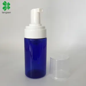BPA الحرة 100 مللي القابلة لإعادة الملء الكوبالت الأزرق مضخة زجاجة رغوة ، موزع سائل الصابون زجاجة غسيل الأيدي حاوية