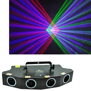 Projetor laser de led para 4 cores, controle de voz, ritmo musical, iluminação de palco dj