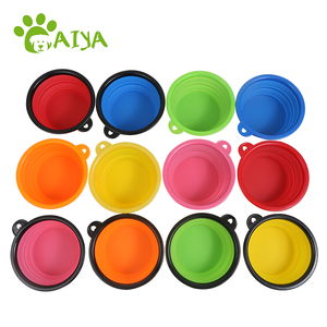 Campione gratuito <span class=keywords><strong>tasca</strong></span> pieghevole in Silicone da viaggio cibo per animali ciotola per cani da viaggio pieghevole in Silicone da 350ml ciotole e mangiatoie per animali domestici 100 pezzi arrotondati - Product Image 2