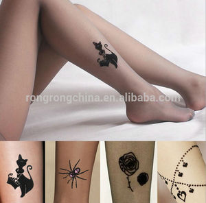 Collant stampati floccati da donna calzini all'ingrosso della fabbrica del tatuaggio del fiore animale - Product Image 5