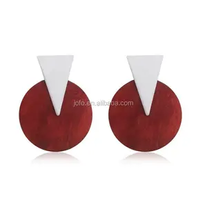 India Style Cheap Price New Design Red Color Wood Earrings