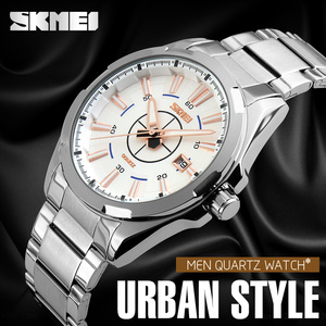 Skmei urban style 9118 다이얼 watch 대 한 men auto date japan movt quartz watch stainless steel 백 방수 5atm - Product Image 4