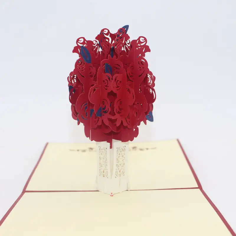 Buon Design fatto a mano 3D Rose Pop up regalo buon compleanno biglietti d'auguri cartoline Vintage di san valentino