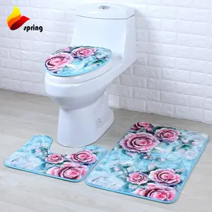 Bathroom Mat Set 3 Piece Bath Rug Sets Toilet Floor Anti-Slip Mat