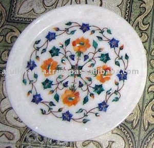 Gorgeous Marble Inlay Work Home Decor Plate - Product Image 1
