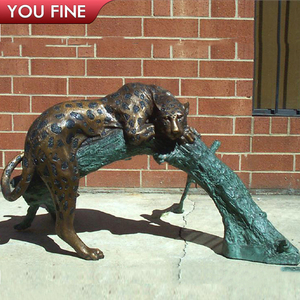 Scultura Decorativa <span class=keywords><strong>da</strong></span> Giardino in Ottone a Grandezza Naturale di Pantera (Pardus), Statua di Leopardo in Bronzo - Product Image 4
