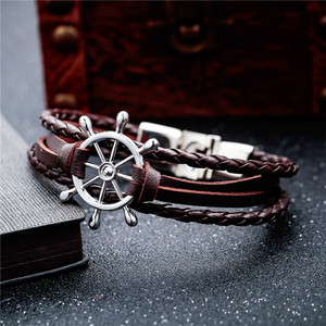 <span class=keywords><strong>Bracelet</strong></span> en <span class=keywords><strong>cuir</strong></span> synthétique pour hommes, accessoire de mode, en alliage de zinc, gouvernail, produit en <span class=keywords><strong>cuir</strong></span> PU - Product Image 2