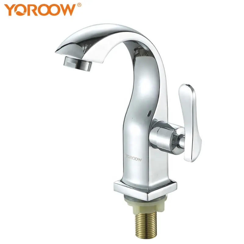 Popular style vertical type cold water chrome plate brass cartridge zinc basin faucet wash basin tap