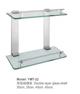Double tier glass shelf,bathroom accessories/wall mounted glass holder