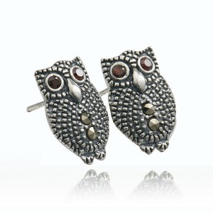 Sj fabricación nuevo diseño Retro tailandia moda S925 Tai Silver con <span class=keywords><strong>marcasita</strong></span> búho pendiente del perno prisionero para mujeres - Product Image 2