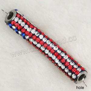 granos del rhinestone de tubos, perlas, diamantes de imitación de la bandera americana tubo curvado, perlas de tubo curvado - Product Image 2
