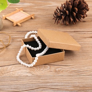 Kraft Paper Square Jewelry <strong>Earring</strong> Bracelet Ring Necklace Packaging <strong>Box</strong> <strong>Gift</strong> Boxes With Sponge - Product Image 3
