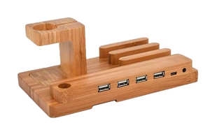 Port USB Micro Hub Station de charge 4 en 1 <span class=keywords><strong>Accessoire</strong></span> de <span class=keywords><strong>bureau</strong></span> en <span class=keywords><strong>bois</strong></span> - Product Image 3