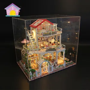 Diy Miniature Dollhouse Cocoas Fantastic Ideas Dollhouse Furniture Miniatures With Light Clear Case