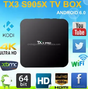 アンドロイド6.0 tx3プロマシュマロamlogic S905Xクアッドコア4 kアンドロイドセットpendoo tx3プロs905 2グラム16グラムスマートkodi 17.0テレビボックス