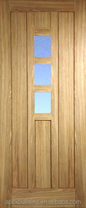 Porte en bois simple pour salle <span class=keywords><strong>de</strong></span> bain, porte en verre encadrée <span class=keywords><strong>de</strong></span> bois, porte intérieure en bois massif en chêne bon marché - Product Image 3