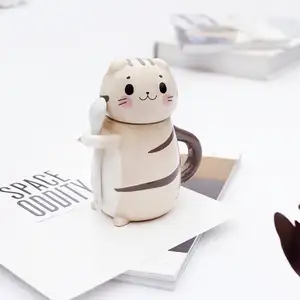 copo anime projeto Suppliers-Caneca de porcelana com tampa 3d, caneca de cerâmica de gato para adivinhação criatividade com animais fofos