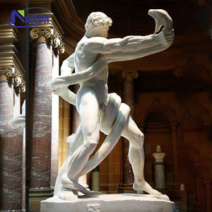 Decoración de jardín Piedra natural escultura romana antigua mármol blanco estatua famosa un atleta lucha libre con una escultura de pitón - Product Image 5