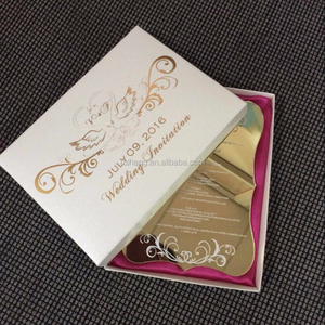 2016 elegante di nuovo stile di lusso in oro acrilico taglio laser carta dell'invito di cerimonia nuziale, farfalla carta dell'invito di cerimonia nuziale - Product Image 2