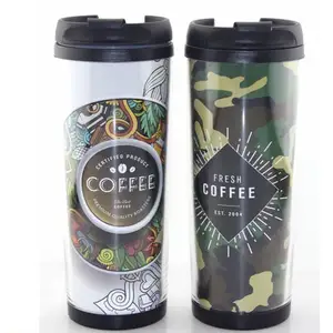 Manufacturers direct can be customized double-layer plastic promotional gifts cup embedded advertising paper can be customized
