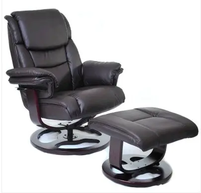 Leather Massage Chair Recliner W/ Foot Stool Heated Reclining Ottoman Seat