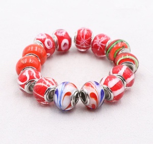 Grosir Campuran Merah Seri Lubang Besar Manik-manik <span class=keywords><strong>Murano</strong></span> Kaca Manik-manik Lubang Besar Manik-manik untuk Eropa Gelang Pesona - Product Image 2