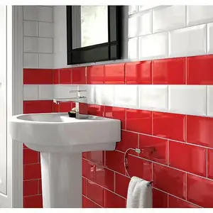 Piastrelle della metropolitana in ceramica rossa smaltata 75x150mm 3x6 pollici verde famiglia quadrato in pietra bagno uso antiscivolo isolamento termico Foshan