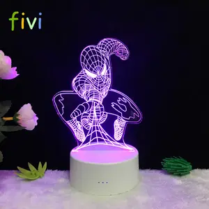 Marvel Movie Hero Spiderman 3D Ánh Sáng Ban Đêm Tấm Acrylic Bóng Đèn USB LED Nhiều Màu Trang Trí Nhà Đèn Chiếu Sáng Kid Gift Phòng Ngủ