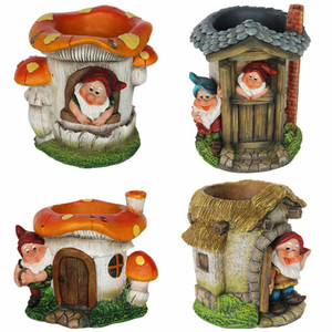 Jardinière en résine en forme de maison de gnome, faite à la main, imperméable, décoration de <span class=keywords><strong>jardin</strong></span> extérieure, style Art Déco, 17x14x15CM, marque Fulin, certifiée BSCI - Product Image 1