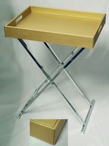 Table pliante portable en cuir PU marron - Meubles de salon Meubles de maison - Product Image 6