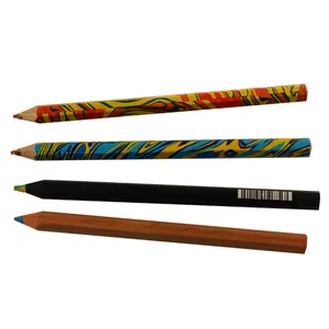 ปลอดสารพิษขนาดจัมโบ้ไม้ธรรมชาติ 4 in 1 สีตะกั่วดินสอ, จัมโบ้ดินสอสีสำหรับสำนักงานโรงเรียนเด็ก