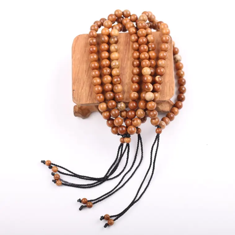 Fabrik preis Malaysia Frauen Modeschmuck Seil Ketten braun Kuka Holz 33 Perlen Männer Armbänder
