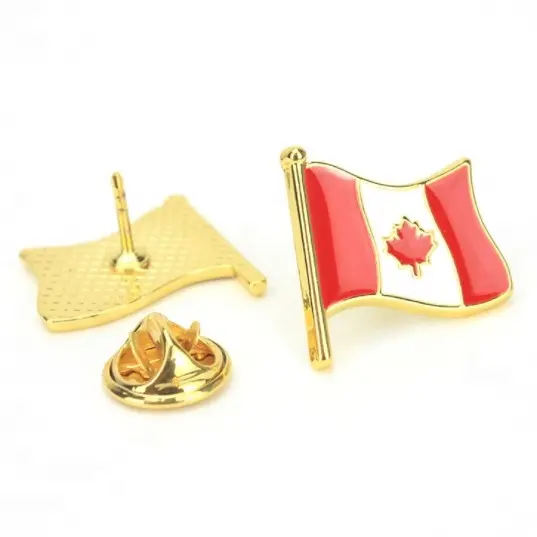 Custom design company logo Flags for garment 3D Pin badge with epoxy Safety butterfly clutch magnetic clasp