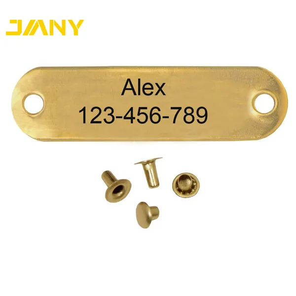 Factory Directly Wholesale Custom Logo Engraved Brass Rivet-On Dog Collar Name Plates