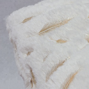 Cheersee Silver Golden Stamping White Fluffy Fur Pillow Outdoor Kids <strong>Cushion</strong> Cover Floor Shaggy Pillow <strong>Bench</strong> <strong>Cushion</strong> with Zipper - Product Image 4