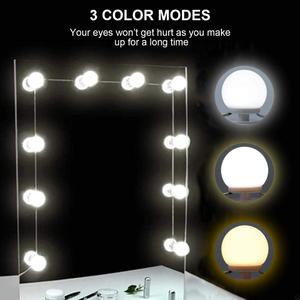 <strong>Vanity</strong> <strong>Light</strong> Mirror LED <strong>Lights</strong> for Mirror with 10 Dimmable Bulbs 3 Colors <strong>Light</strong> Strip for Bedroom Makeup Table Set - Product Image 4