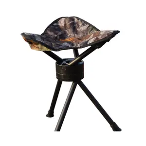 Sgabello da campeggio con treppiede resistente, piccola sedia pieghevole da caccia, sedia sgabello girevole da pesca a triangolo con tre gambe e custodia per il trasporto