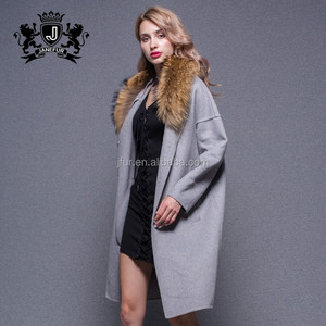 Moutons Col De Fourrure <span class=keywords><strong>Veste</strong></span> Fantaisie Conception De Chèvre Fourrure Brassard Vêtement de Femmes Double Face Manteau de Laine - Product Image 3