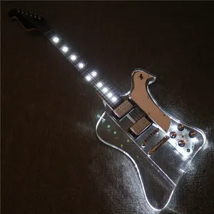 Afanti संगीत अमेरिकन प्लान श्रृंखला के साथ एक्रिलिक शरीर इलेक्ट्रिक गिटार सफेद एलईडी रोशनी (PAG-126)