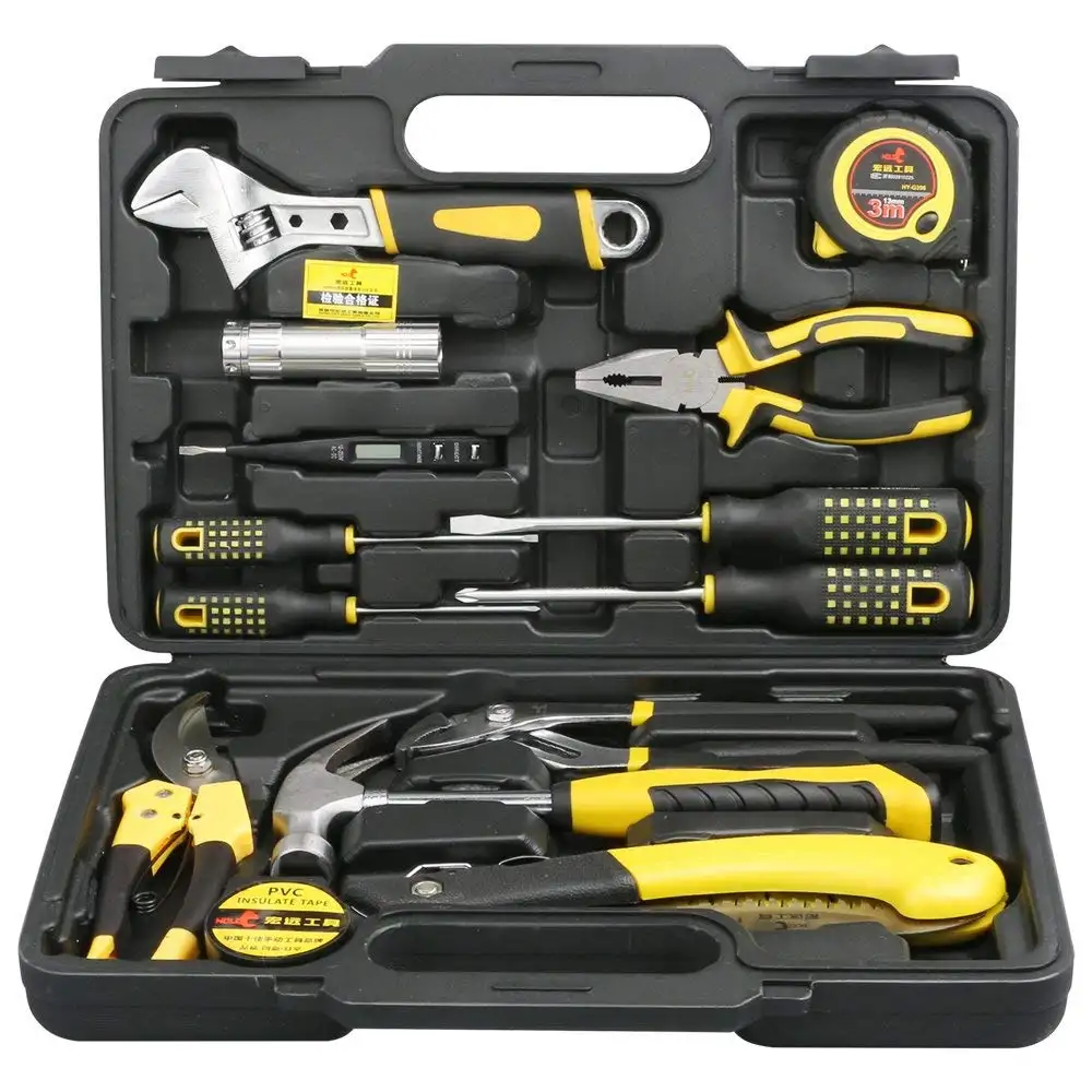 Hot Selling Tool Set Algemene Huishoudelijke Hand Tool Kit Met Plastic Toolbox Storage Case Box Hand Tool Set