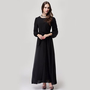 Latest Designs Elegant Hijab Dresses Belt With Bow <strong>Chiffon</strong> Plain New Model <strong>Abaya</strong> in Dubai - Product Image 6