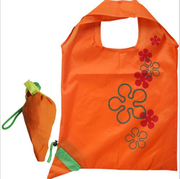 Custom 190t Recycled Polyester Carrot Foldable Shopping Tote Bag Direct from Factory