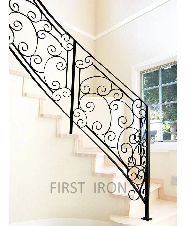 आंतरिक पूर्वनिर्मित लोहे सीढ़ियों रेलिंग/गढ़ा लोहे की रेलिंग सीढ़ी के लिए